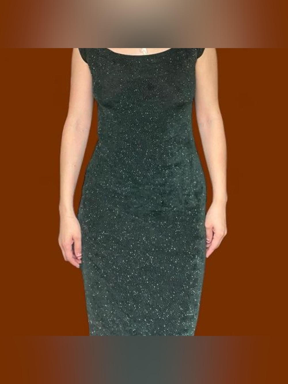 Jessica McClintock Sparkling Dark Green Midi Sheath Dress